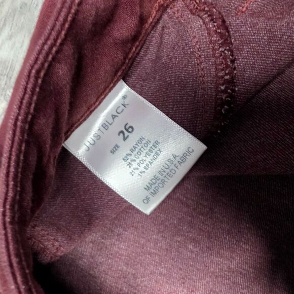Just Black Low Rise Skinny Stretch Maroon Jeans Size 26 - Picture 5 of 7